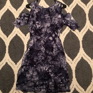 Tie dye cold shoulder mini dress